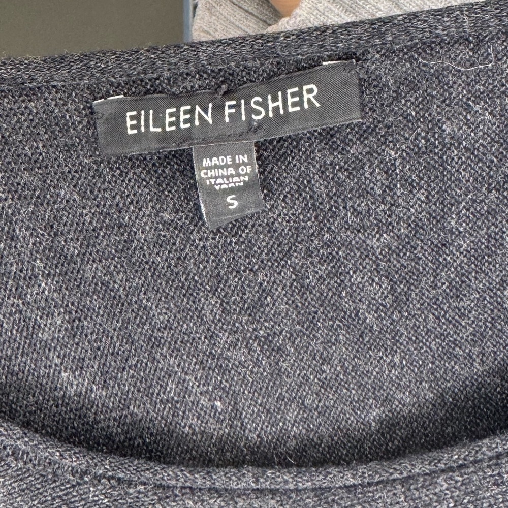 Eileen Fisher Merino Wool Crew Neck Sweater | Small | Charcoal - Picture 4 of 8